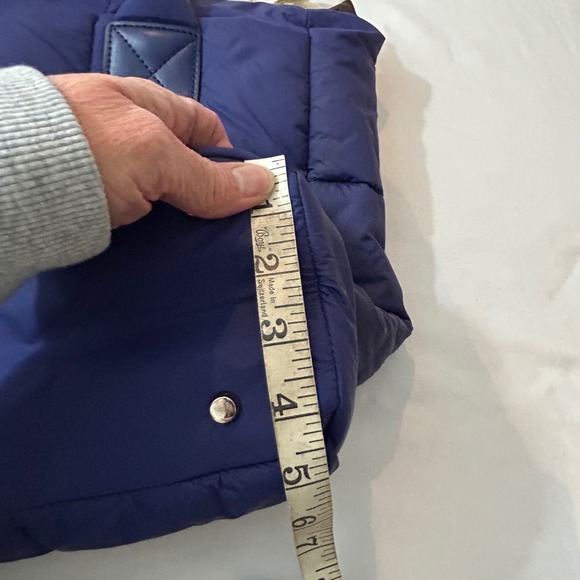 Courage B Blue Puffy Quilted Tote Bag with Gold Tone Logo Charm - Picture 12 of 12